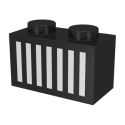 Brick 1 x 2 with White Grille with 7 Vertical Lines Pattern Brick 1 x 2 with White Grille with 7 Vertical Lines Pattern