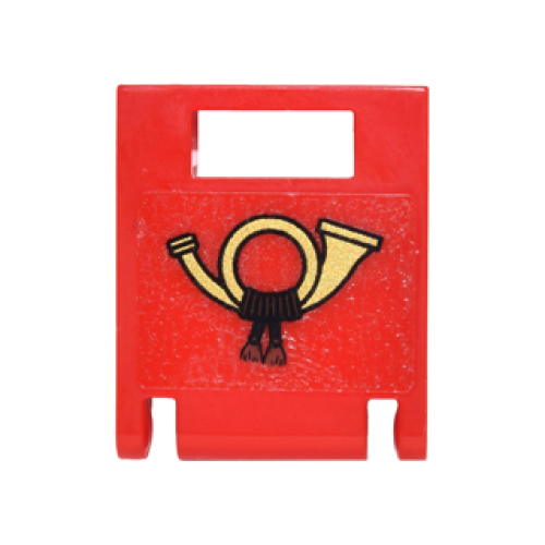 Деталь LEGO 4346pb28 Container, Box 2 x 2 x 2 Door with Slot with Gold Mail Horn Pattern (Sticker) - Sets 10222 / 10259