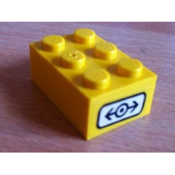 Brick 2 x 3 with Train Logo Black on White Background Pattern on End (Sticker) - Set 4514 Brick 2 x 3 with Train Logo Black on White Background Pattern on End (Sticker) - Set 4514