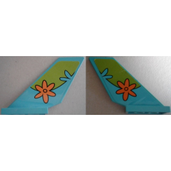 Tail Shuttle with Lime Arc with Medium Azure Splash and Orange Flower Pattern on Both Sides (Stickers) - Set 75901 Tail Shuttle with Lime Arc with Medium Azure Splash and Orange Flower Pattern on Both Sides (Stickers) - Set 75901
