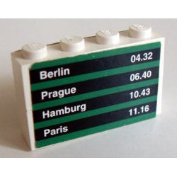 Stickered Assembly 4 x 1 x 2 with Train Schedule Pattern on Both Sides (Stickers) - Sets 4560 / 4561 - 2 Brick 1 x 4 Stickered Assembly 4 x 1 x 2 with Train Schedule Pattern on Both Sides (Stickers) - Sets 4560 / 4561 - 2 Brick 1 x 4