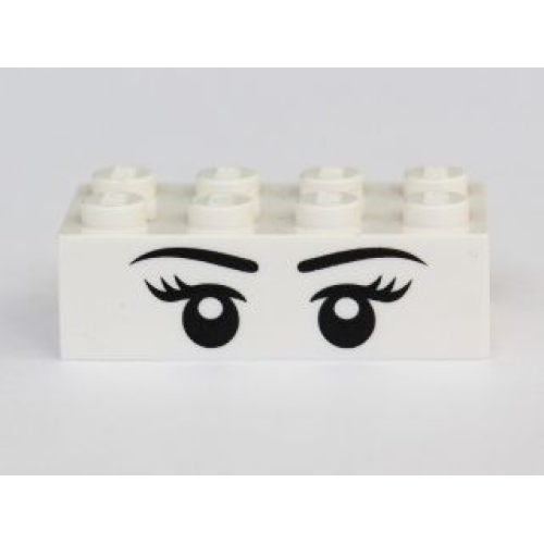 Деталь LEGO 3001pb107 Brick 2 x 4 with Eyes with Pupils, Eyelashes and Eyebrows Front and Eyes with Pupils Back Pattern