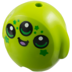Minifigure, Utensil Pillow Plush Toy with Alien Face with 3 Black Eyes and Mouth, Medium Lavender Tongue and Bright Green Stars Pattern