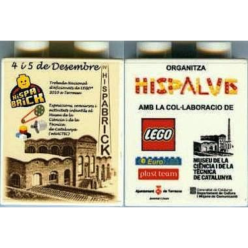 Деталь LEGO 4066pb419 Duplo, Brick 1 x 2 x 2 with HISPABRICK 4 i 5 de Desembre (2010) and HISPALUG Pattern