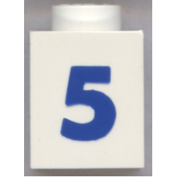 Brick 1 x 1 with Blue Number 5 Pattern (Bold Font)