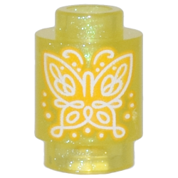 Brick, Round 1 x 1 with Bright Light Orange and White Butterfly Pattern Brick, Round 1 x 1 with Bright Light Orange and White Butterfly Pattern