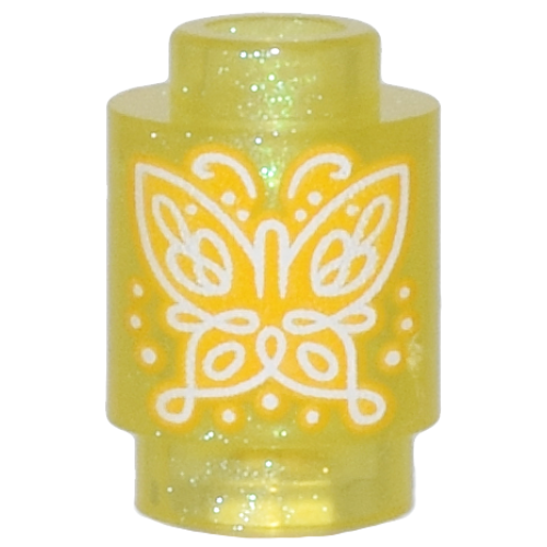 Деталь LEGO 3062pb081 Brick, Round 1 x 1 with Bright Light Orange and White Butterfly Pattern