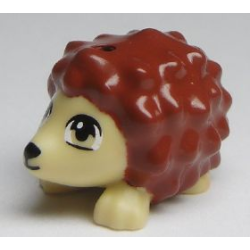 Hedgehog, Friends Style with Black Eyes and Nose and Reddish Brown Spines Pattern (Oscar)
