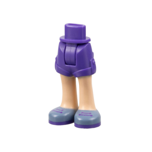 Деталь LEGO 11202c00pb07 Mini Doll Hips and Shorts Folded Hem with Light Nougat Legs and Sand Blue Shoes with Dark Purple Soles and Laces Pattern - Thick Hinge