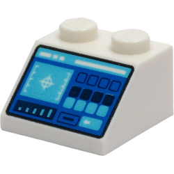 Slope 45 2 x 2 with Control Panel with Medium Azure and Dark Blue Buttons, Crosshairs, Bar Chart and Slot Pattern Slope 45 2 x 2 with Control Panel with Medium Azure and Dark Blue Buttons, Crosshairs, Bar Chart and Slot Pattern