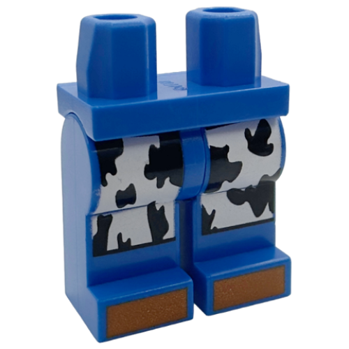 Деталь LEGO 970c00pb1780 Hips and Legs with White Cowskin Chaps with Black Spots and Dark Orange Toes Pattern