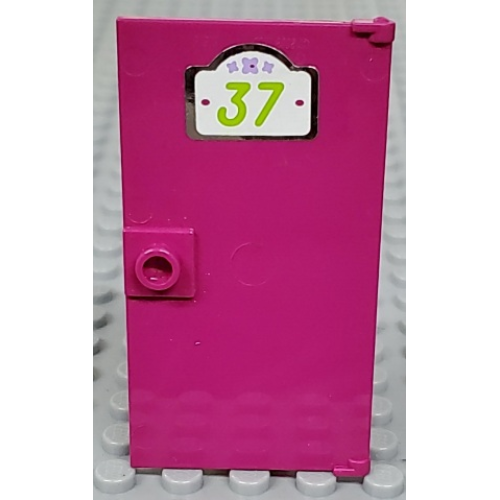 Деталь LEGO 60616pb050 Door 1 x 4 x 6 with Stud Handle with '37' Sign Pattern (Sticker) - Set 41095