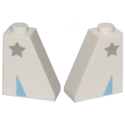 Slope 65 2 x 1 x 2 with Silver Star and Bright Light Blue Triangle Pattern on Both Sides (Disco Kitty Shoe)