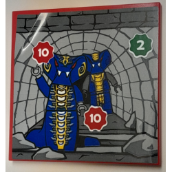 Tile 6 x 6 with NINJAGO Skales and Slithraa Minifigures in Tunnel, White Number 2 and 10 in Green and Red Starburst Pattern (Sticker) - Set 40429