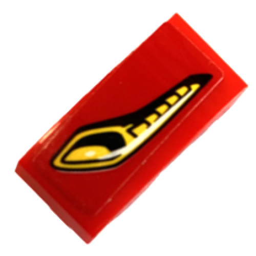 Деталь LEGO 11477pb195L Slope, Curved 2 x 1 x 2/3 with Yellow and Black Headlight Pattern Model Left Side (Sticker) - Set 75886