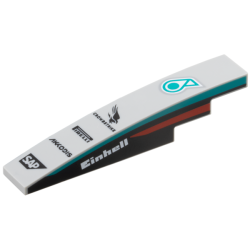 Slope, Curved 6 x 1 with Petronus Logo, 'CROWDSTRIKE', 'PIRELLI', 'AKKODIS' and 'SAP' Logos, White 'Einhell' and Dark Turquoise and Red Stripes on Black Background on Both Sides Pattern Slope, Curved 6 x 1 with Petronus Logo, 'CROWDSTRIKE', 'PIRELLI', 'AKKODIS' and 'SAP' Logos, White 'Einhell' and Dark Turquoise and Red Stripes on Black Background on Both Sides Pattern