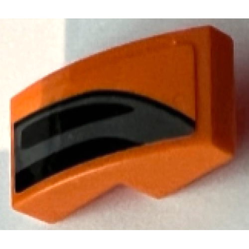 Деталь LEGO 11477pb163R Slope, Curved 2 x 1 x 2/3 with Black Curved Line and Dark Bluish Gray Air Vent Pattern Model Right Side (Sticker) - Set 75880