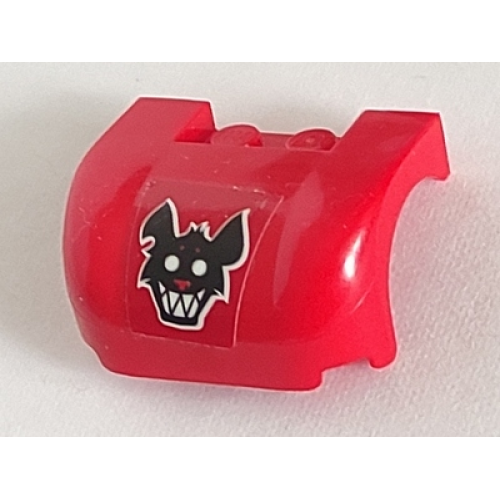 Деталь LEGO 93587pb19 Vehicle, Mudguard 3 x 4 x 1 2/3 Curved with Black Rat Head with White Teeth Pattern (Sticker) - Set 70921