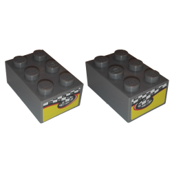Brick 2 x 3 with Yellow Flame on Checkered Background Pattern on Both Ends (Stickers) - Set 8134