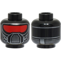 Minifigure, Head Alien Mask with Red Visor, Silver Breathing Apparatus and Lines on Back Pattern