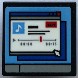 Road Sign 2 x 2 Square with Open O Clip with Computer Screen, Music Note, 'BUY', '00:00', '00:15' and Mouse Cursor Pattern (Sticker) - Set 21336 Road Sign 2 x 2 Square with Open O Clip with Computer Screen, Music Note, 'BUY', '00:00', '00:15' and Mouse Cursor Pattern (Sticker) - Set 21336