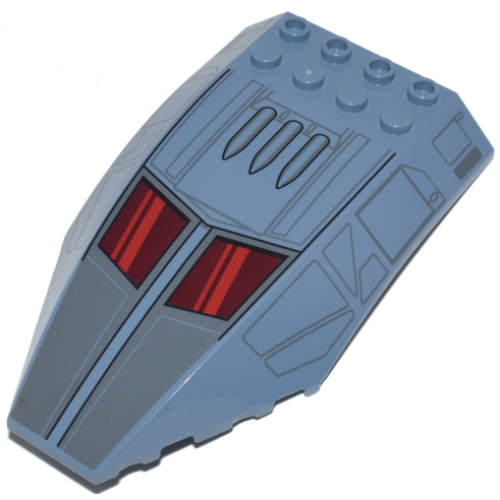 Деталь LEGO 45705pb030 Windscreen 10 x 6 x 2 Curved with SW Bad Batch Shuttle with Dark Red Windows, Red Reflections, and Dark Bluish Gray Panels Pattern