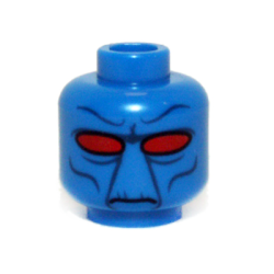 Minifigure, Head Alien SW Duros with Large Red Eyes, Dark Blue Cheek and Forehead Lines, Neutral Pattern