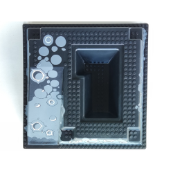 Baseplate, Raised 32 x 32 with Ramp and Pit with Craters Pattern Baseplate, Raised 32 x 32 with Ramp and Pit with Craters Pattern