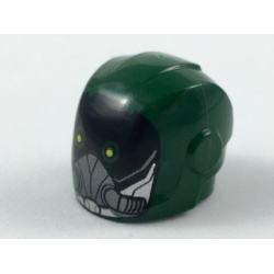 Minifigure, Headgear Helmet Armor Plates and Ear Protectors with Black Mask with Yellow Eyes and Dark Silver Breather Pattern