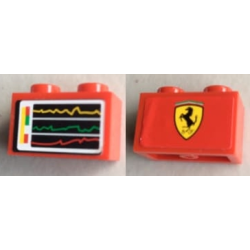 Brick 1 x 2 with Screen with Performance Chart/Graph on One Side and Ferrari Logo on Reverse Pattern (Stickers) - Set 8144 Brick 1 x 2 with Screen with Performance Chart/Graph on One Side and Ferrari Logo on Reverse Pattern (Stickers) - Set 8144
