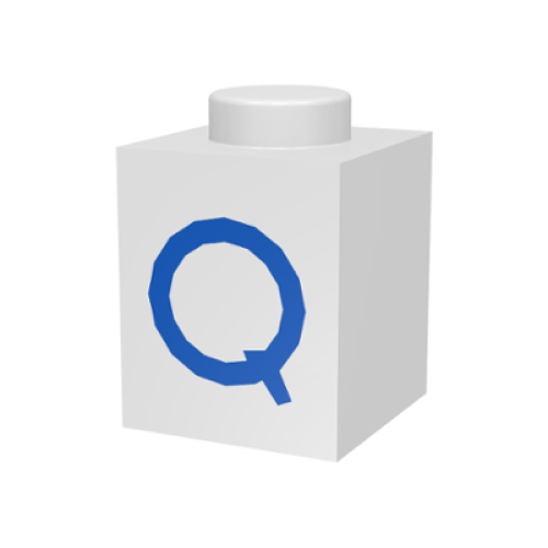 Деталь LEGO 3005ptQ Brick 1 x 1 with Blue Capital Letter Q Pattern