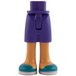 Mini Doll Hips and Shorts with Molded Nougat Legs and Printed Dark Turquoise Shoes with White Soles Pattern - Thin Hinge