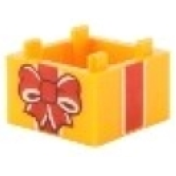 Container, Box 2 x 2 x 1 - Top Opening with Raised Inner Bottom with Red and White Gift Wrap Bow and Ribbon Pattern Container, Box 2 x 2 x 1 - Top Opening with Raised Inner Bottom with Red and White Gift Wrap Bow and Ribbon Pattern