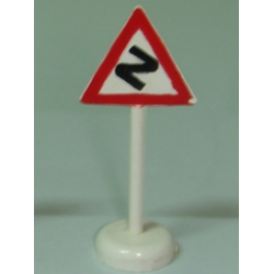 Road Sign with Post, Triangle with Curved Road Pattern - Single Piece Unit Road Sign with Post, Triangle with Curved Road Pattern - Single Piece Unit