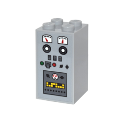 Brick 2 x 2 x 3 with Buttons, Gauges and Panel with Computer Readout with Yellow Squares Pattern (Sticker) - Set 76052