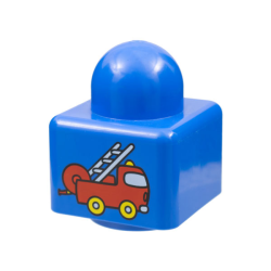 Primo Brick 1 x 1 with Red Fire Truck and Ladder Pattern Primo Brick 1 x 1 with Red Fire Truck and Ladder Pattern