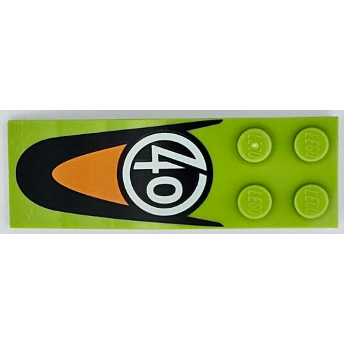 Деталь LEGO 44126pb059 Slope, Curved 6 x 2 with White Number 40 in Circle and Black and Orange Panel Pattern