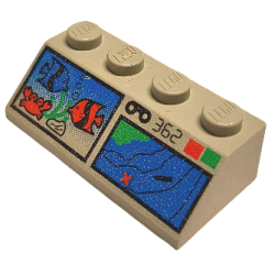 Slope 45 2 x 4 with Fish, Terrain Map, '362', and Buttons Pattern