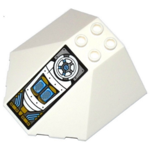 Деталь LEGO 87606pb03 Windscreen 6 x 6 x 2 Canopy with Engine and Valve Pattern (Sticker) - Set 70588