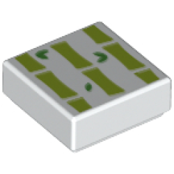 Tile 1 x 1 with Lime Stripes and Green Leaves (Bamboo) Pattern Tile 1 x 1 with Lime Stripes and Green Leaves (Bamboo) Pattern