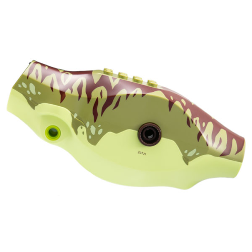 Деталь LEGO 98160c07pb01 Dinosaur Body Tyrannosaurus rex with Olive Green Top with Dark Red Stripes Pattern