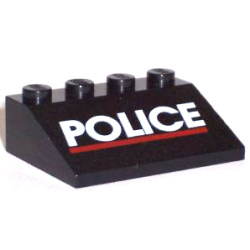 Slope 33 3 x 4 with White 'POLICE' and Red Line Pattern Slope 33 3 x 4 with White 'POLICE' and Red Line Pattern