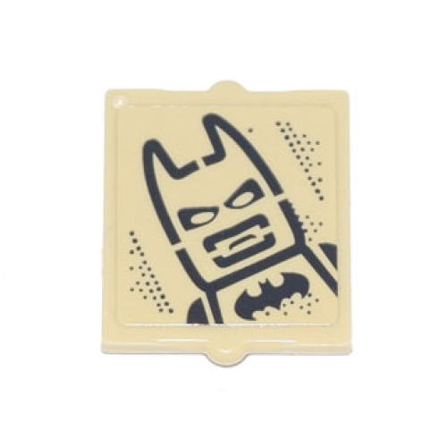 Деталь LEGO 60601pb028 Glass for Window 1 x 2 x 2 Flat Front with Batman with Black Batman Logo Pattern (Sticker) - Set 70840
