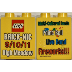 Duplo, Brick 1 x 2 x 2 with Brick-Nic 9/10/11 High Meadow Pattern Duplo, Brick 1 x 2 x 2 with Brick-Nic 9/10/11 High Meadow Pattern