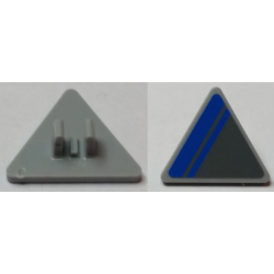 Road Sign 2 x 2 Triangle with Clip with Blue Stripe on Dark Bluish Gray Background Pattern Model Left Side (Sticker) - Set 75012 Road Sign 2 x 2 Triangle with Clip with Blue Stripe on Dark Bluish Gray Background Pattern Model Left Side (Sticker) - Set 75012