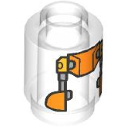 Brick, Round 1 x 1 with SW RJ-83 Droid Body, Orange, Bright Light Orange and Silver Pattern Brick, Round 1 x 1 with SW RJ-83 Droid Body, Orange, Bright Light Orange and Silver Pattern