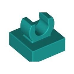 Tile, Modified 1 x 1 with Clip with Center Cut - Dark Turquoise