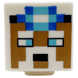 Minifigure, Head, Modified Cube with Pixelated Medium Nougat Face with Eyes, Mouth, Moustache and Beard, Medium Azure and Blue Headlamp, Black Band Pattern Minifigure, Head, Modified Cube with Pixelated Medium Nougat Face with Eyes, Mouth, Moustache and Beard, Medium Azure and Blue Headlamp, Black Band Pattern