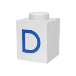Brick 1 x 1 with Blue Capital Letter D Pattern
