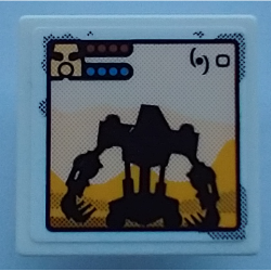 Road Sign 2 x 2 Square with Open O Clip with Black Robot Silhouette (Bionicle Onua), Bright Light Orange Mountains, Mask, and Health Bars on Computer Screen Pattern (Sticker) - Set 70423 Road Sign 2 x 2 Square with Open O Clip with Black Robot Silhouette (Bionicle Onua), Bright Light Orange Mountains, Mask, and Health Bars on Computer Screen Pattern (Sticker) - Set 70423